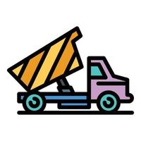 Construction tipper icon color outline vector