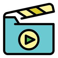 Camera clapper icon color outline vector