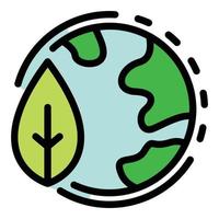 Planet and leaf icon color outline vector