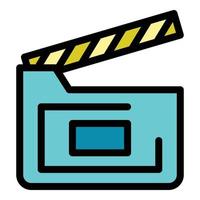 Action clapper icon color outline vector