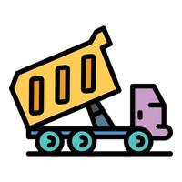 Dump truck icon color outline vector