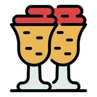 Two milkshakes icon color outline vector
