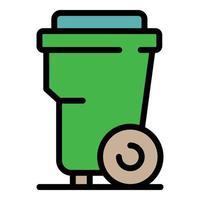 Plastic trash can icon color outline vector