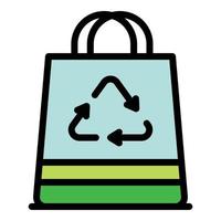 Paper bag icon color outline vector