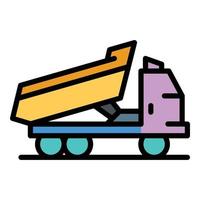 Tipper truck icon color outline vector