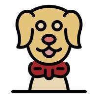 Happy groomer dog icon color outline vector