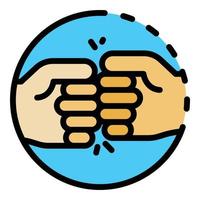 Greeting with fists icon color outline vector