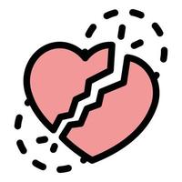 Broken heart icon color outline vector