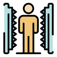 Man got under the press icon color outline vector