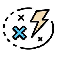 Lightning slanting cross icon color outline vector