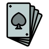 vector de contorno de color de icono de cartas de casino de póquer