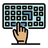 Touch keyboard icon color outline vector