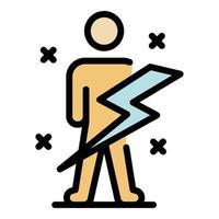 Man and lightning icon color outline vector