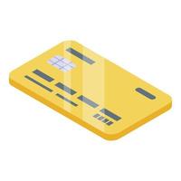 Gold credit card icon, isometric style vector