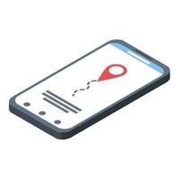 Parcel smartphone tracking icon, isometric style vector