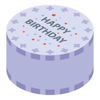 Sweet birthday cake icon, isometric style vector