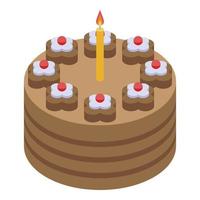 Cake flower birthday icon, isometric style vector