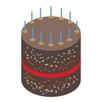 Party birthday cake icon, isometric style vector