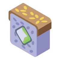 Rice sushi roll icon, isometric style vector