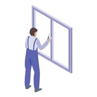 Professional window installation icon, isometric style vector