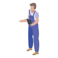 Window installation worker icon, isometric style vector