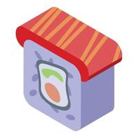 Salmon sushi roll icon, isometric style vector