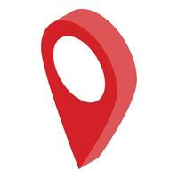 Red gps map pin icon, isometric style vector