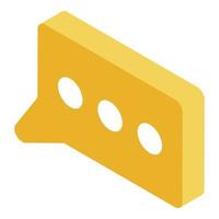 Yellow chat icon, isometric style vector