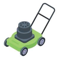 Lawn mower icon, isometric style vector