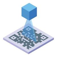 escanee el icono del código qr vector isométrico. realidad virtual