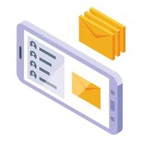 Smartphone mail icon isometric vector. Virtual reality vector