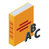 icono de libro abc, estilo isométrico vector