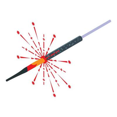Burning sparkler icon, isometric style