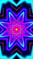 Flying under arches painted with multicolored light. Vertical looped Kaleidoscope video