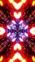 Flying through a tunnel with waves and neon light. Vertical looped Kaleidoscope video