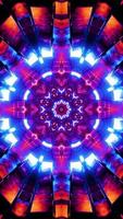 Flying in a tunnel with glowing cubes. Vertical looped video