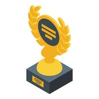 Business gold cup icon isometric vector. Trophy award vector
