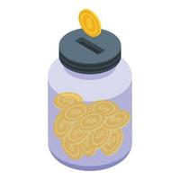 Money jar support icon isometric vector. Financial help vector