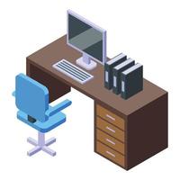 Office desktop icon isometric vector. Table desk vector