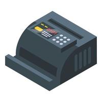 vector isométrico del icono de la máquina de conteo de efectivo. contando dinero