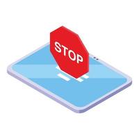 Stop web surfing icon isometric vector. Banner tablet vector