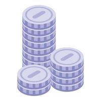 Silver coin stack icon isometric vector. Money currency vector