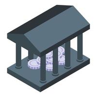 vector isométrico del icono de las reservas de monedas bancarias. pila de dinero