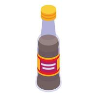 Full soy bottle icon isometric vector. Japanese sauce vector