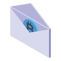 vector isométrico del icono de correo de bitcoin. firma de trabajo