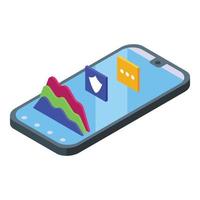 Smartphone graph icon isometric vector. Digital business vector