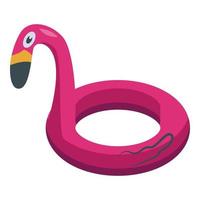 vector isométrico del icono del anillo inflable flamingo. anillo de flotador de piscina