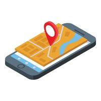 Phone gps map icon isometric vector. Mobile route vector