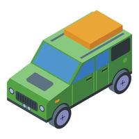 Green safari jeep icon isometric vector. Car 4x4 vector