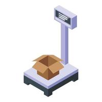 Parcel scales icon isometric vector. Weight box package vector